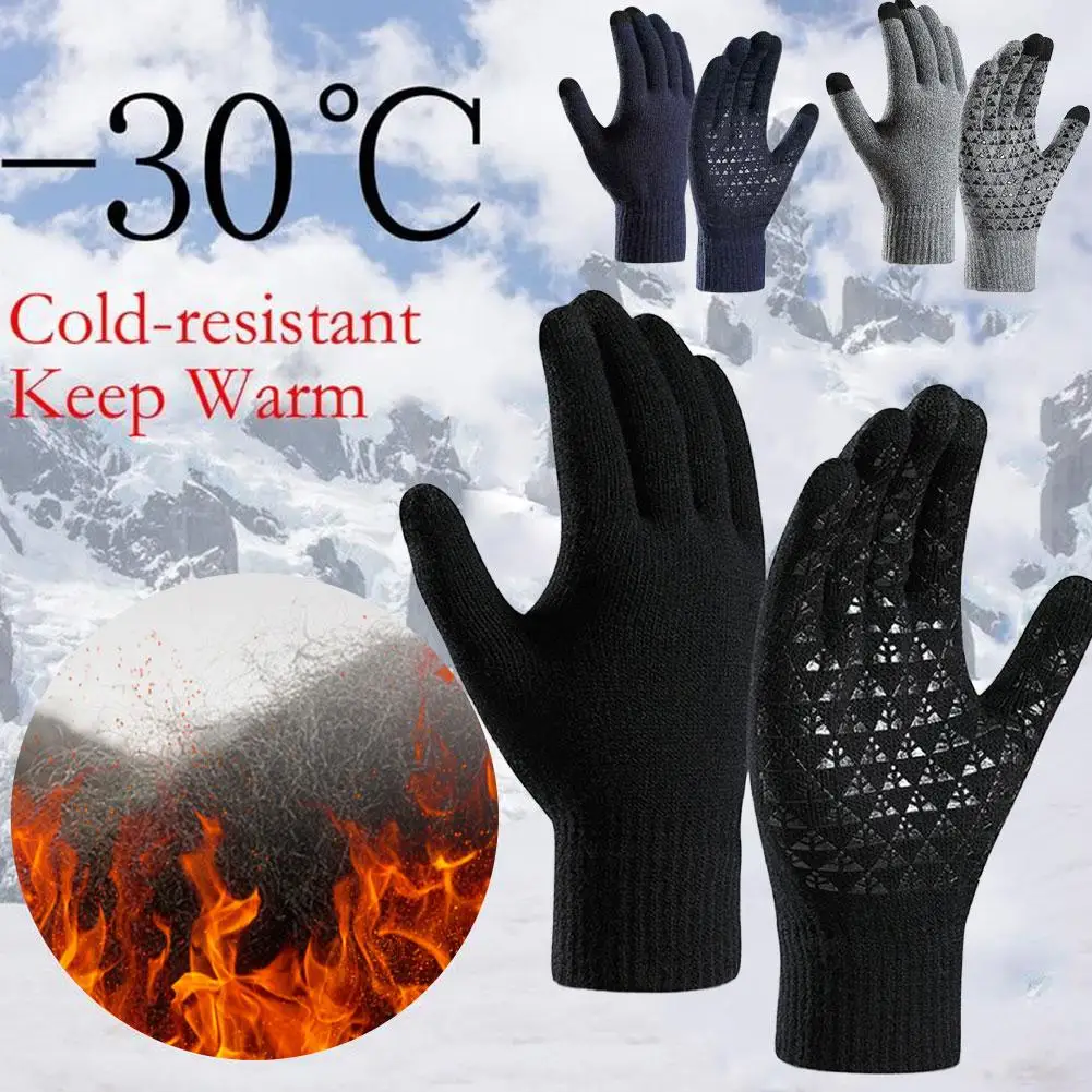 

Outdoor Cycling Driving Glove Women Men Warm Winter Warm Gloves Knitted Full Wool Screen Touch Gloves Finger Cold Wool U3B8