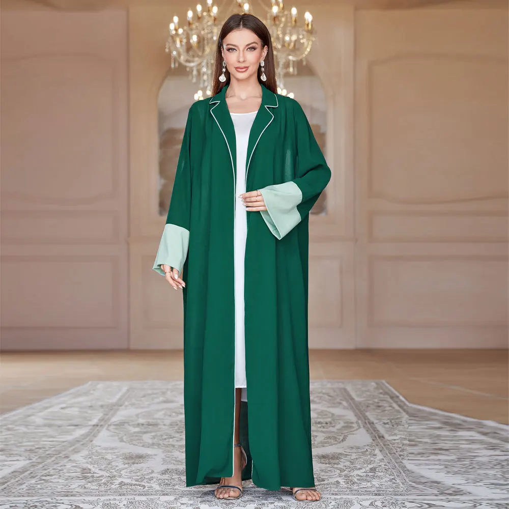 Autumn New Fashion and Elegant Casual Women's Shirt Spliced with Solid Color Robe and Headband Women's Outwear