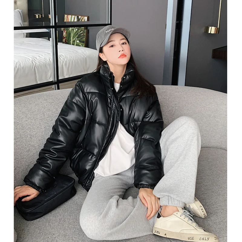 

Black Down Jacket Women Solid Streetwear Fashion Y2K American Feather Duck Down Female Winter Cotton Clothing White Outwear