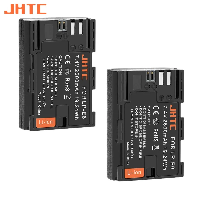 

JHTC 2200mah LP E6 LP-E6 Battery for Canon EOS 5DS R 5D Mark II 5D Mark III 6D 7D 80D 5DSR LPE6 Camera Batteries