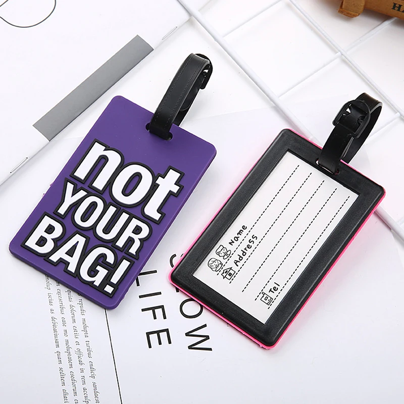 Lettera creativa di moda non la tua borsa accessori da viaggio carini etichette per bagagli valigia etichetta da viaggio portatile in silicone stile cartone animato