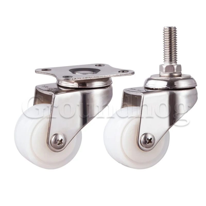 304 Stainless Steel Swivel Plate Caster 2 inch Industrial Caster for Furniture & Cart, Replacement Nylon Caster Wheel -1 Piece