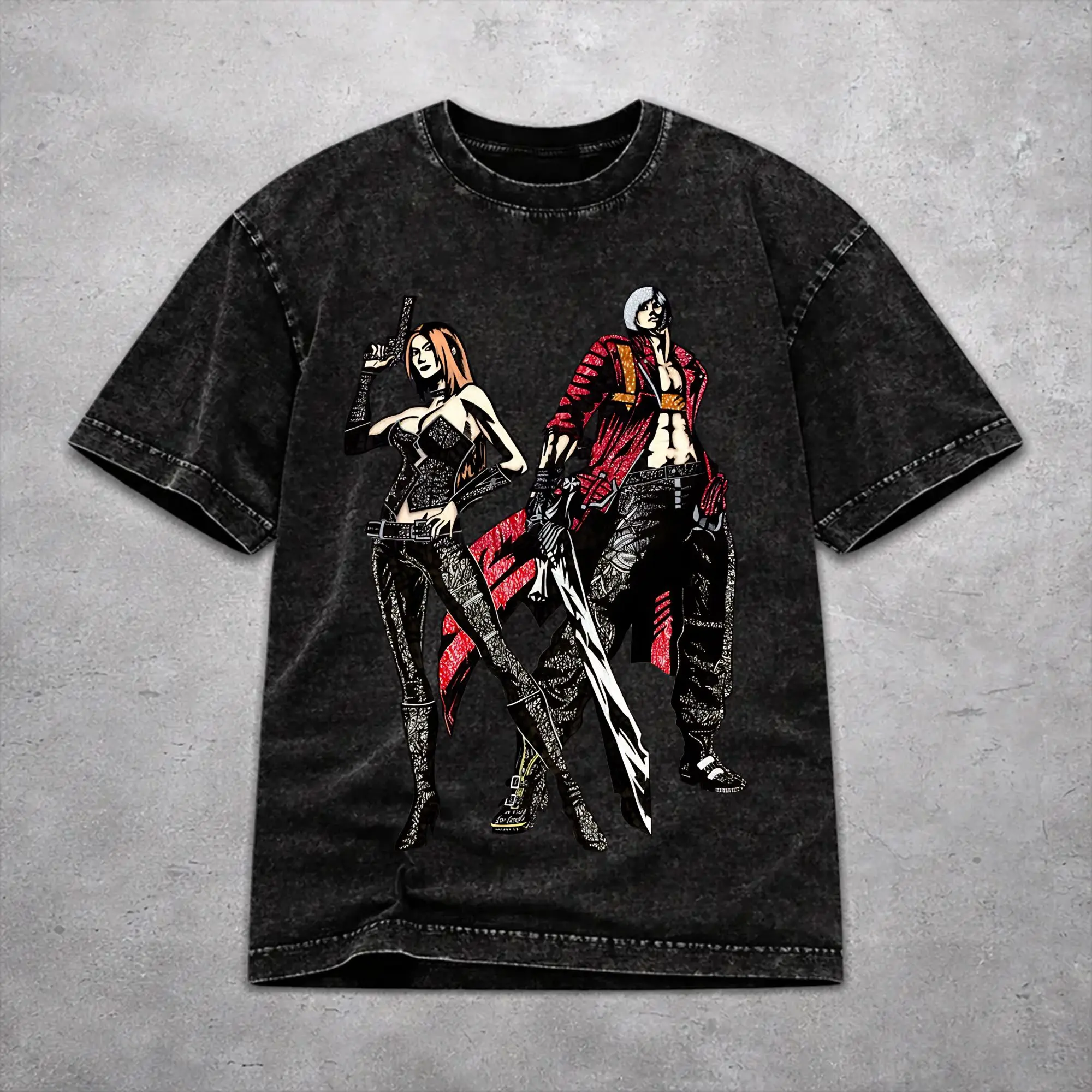 Novelty Women Men Devils May-Cry 3 Tee Shirt Washed Style  T Shirts Tops
