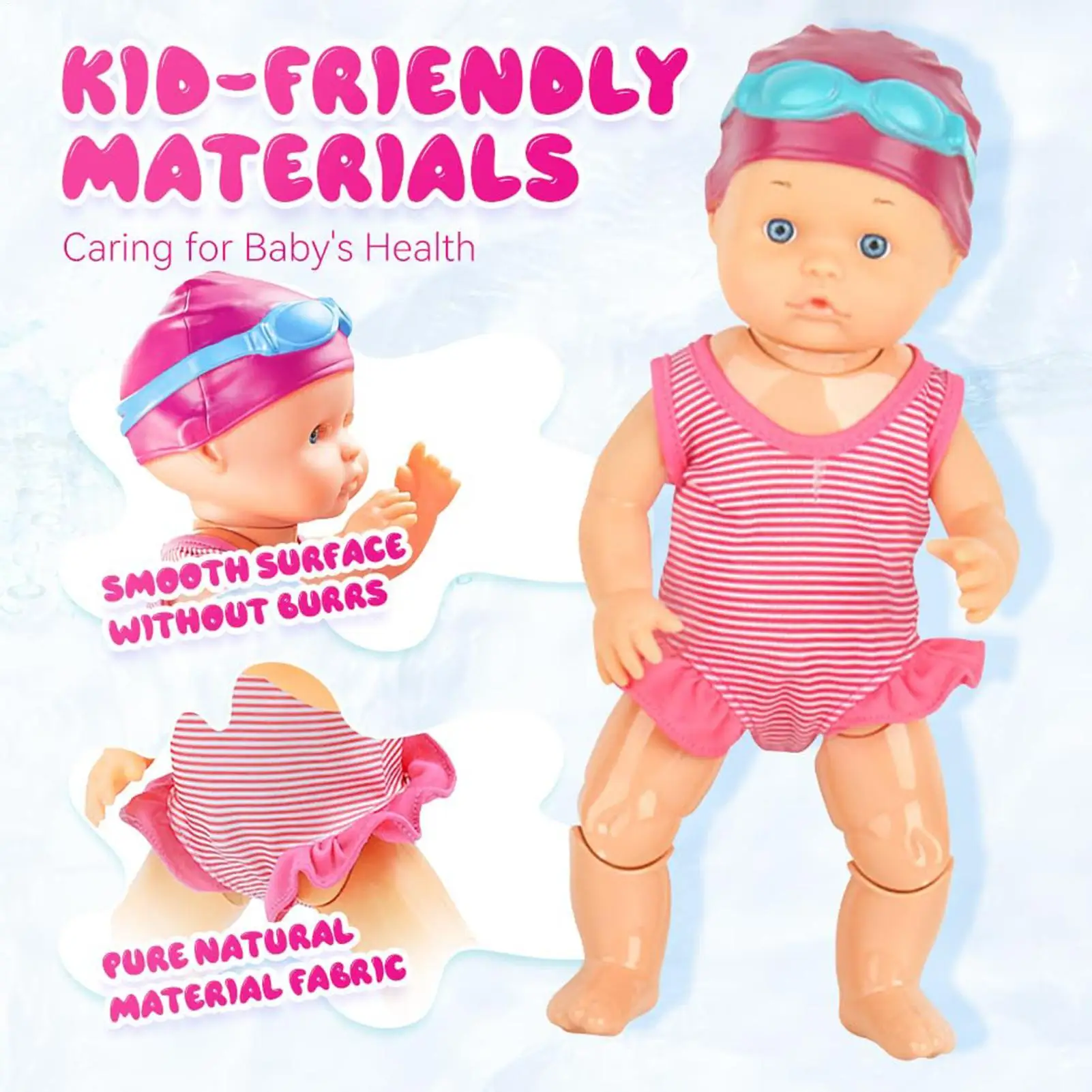 Swimming Doll with Movable Joint Detachable Suit & Glasses Bathroom Bath Toy Electric Swimming Doll for Water Pool Bathroom toys
