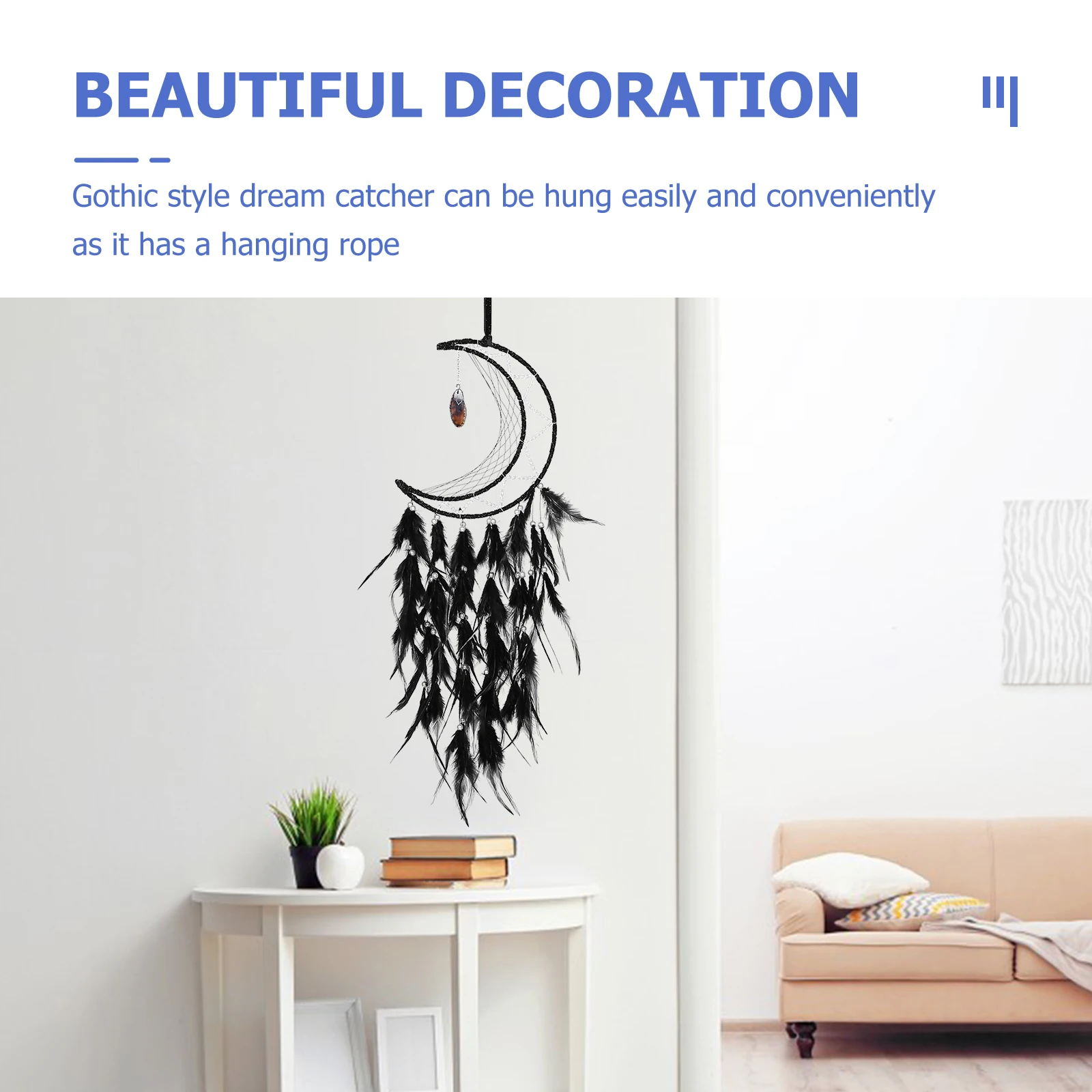 

Gothic Style Plume Dream Catcher Hanging Decor For Bedroom Nursery Room Halloween Indoor Home Wall
