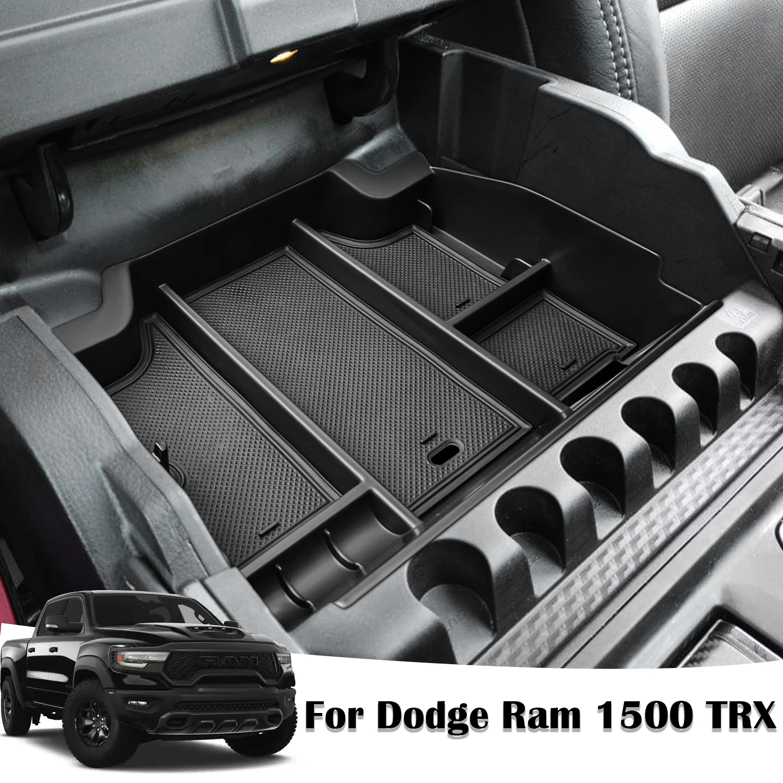 Center Console Tray for 2024 2023 2022-2019 Dodge RAM TRX 1500 Armrest Storage Box Car Center Console ABS Organizer Accessories