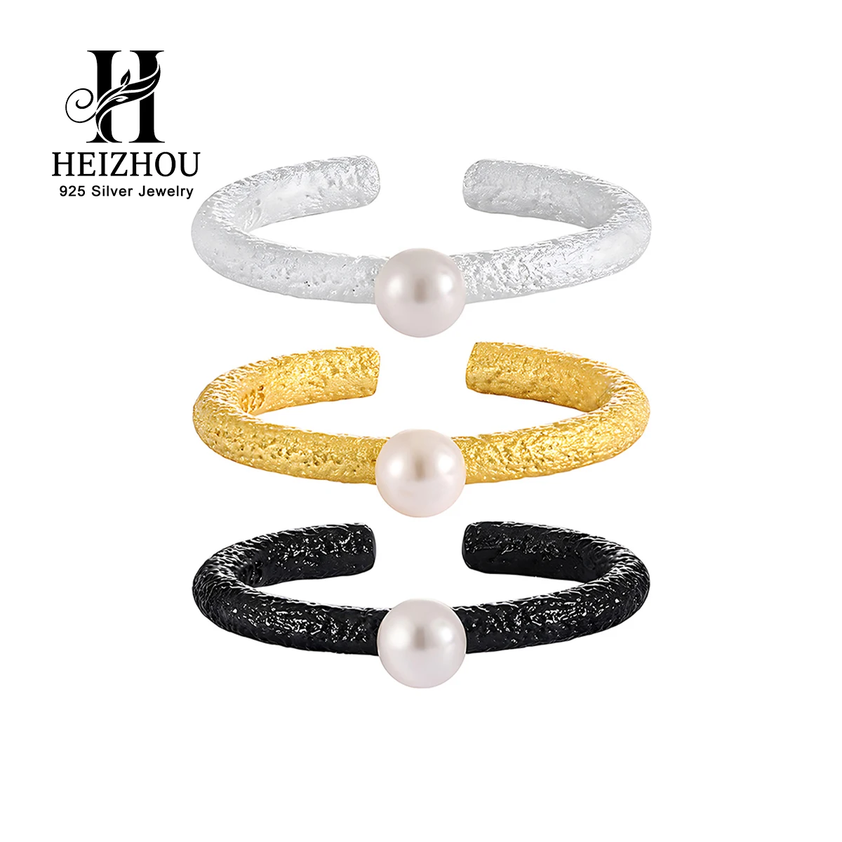 Elegant 18K Gold Plated Pearl Ring for Women Everyday 925 Sterling Silver Minimalist Adjustable Dainty Ring Jewelry