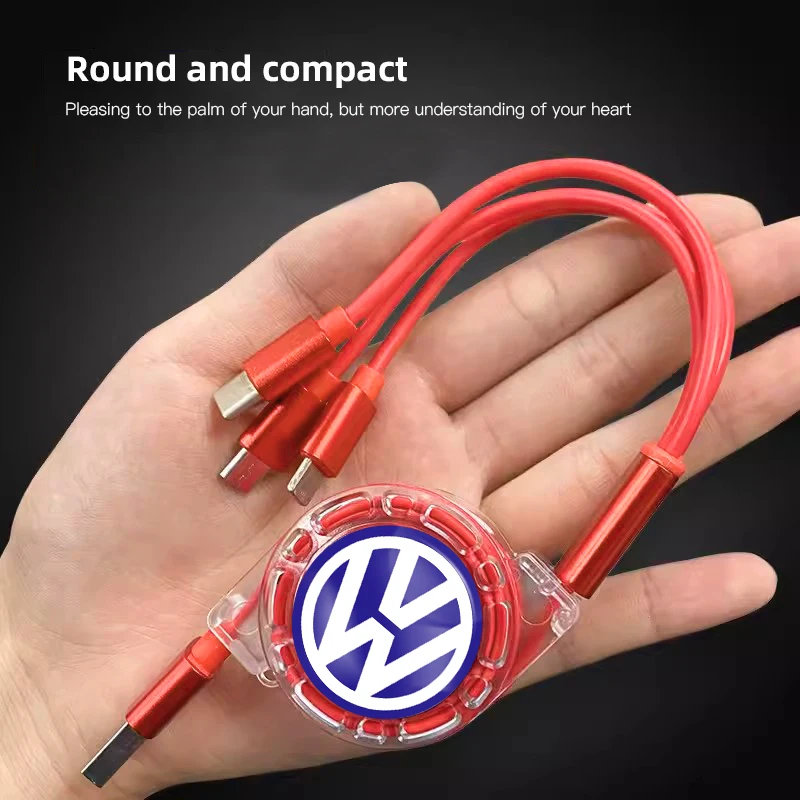 3 In 1 Micro USB Type C Charging Cable Multi Charger  For Volkswagen VW Golf mk5 Passat Scirocco Polo Jetta GTE GTI Tiguan CC T-