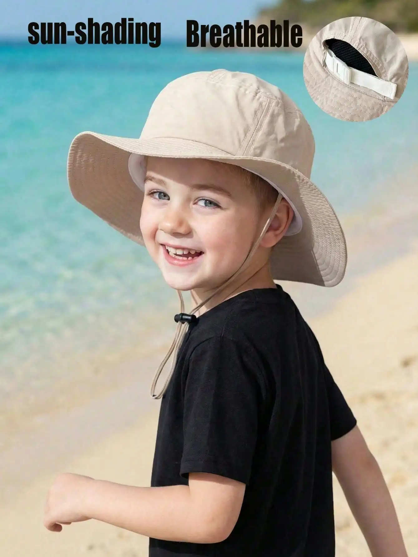 1Pc 3-8Y Kids Quick Dry Adjustable Rolled Brim Fisherman Hat Spring Summer Outdoor Camping Hiking Wide Brim Sun Hat