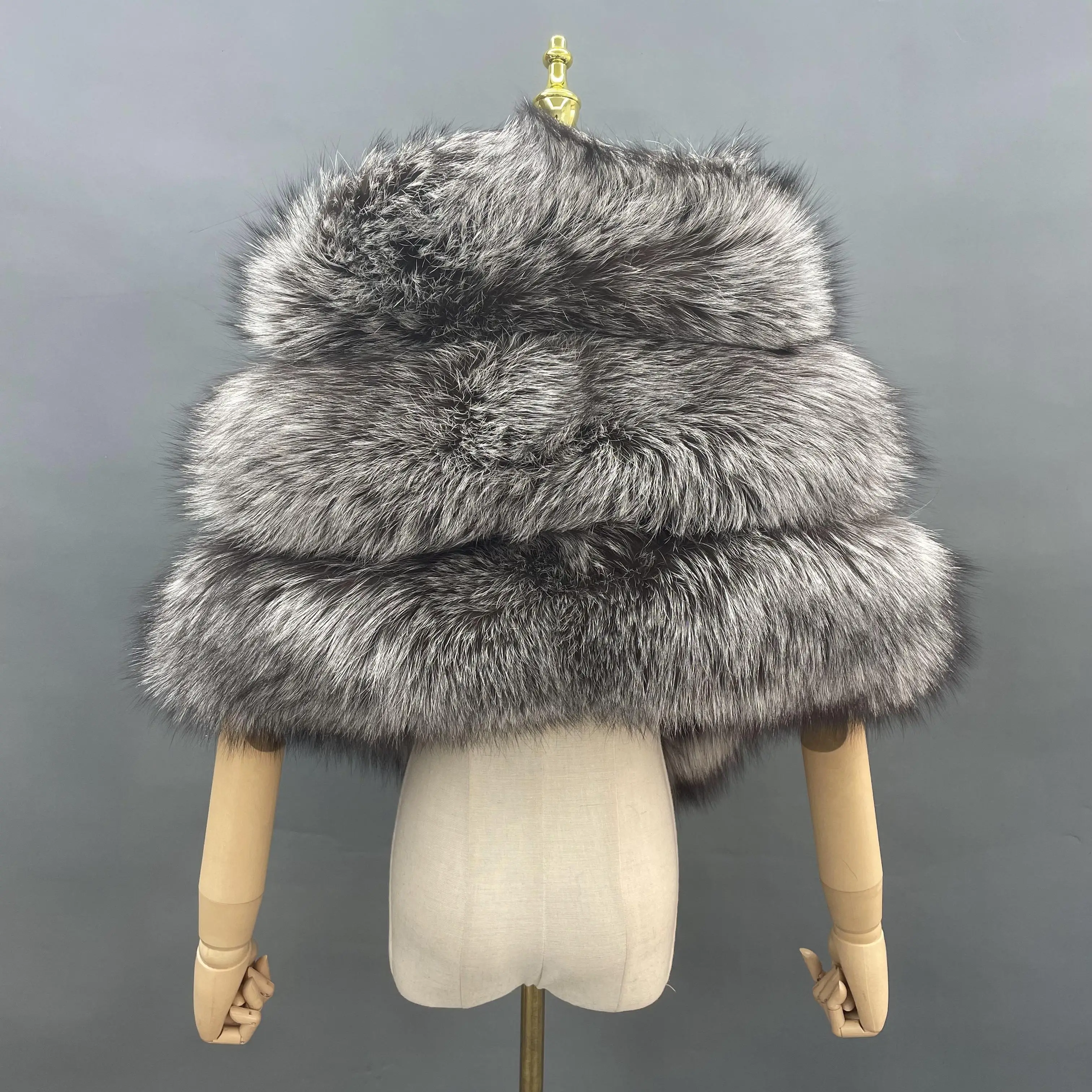 JANEFUR Real Fox Fur Shawl Poncho Women 2023 Luxury Elegant Wedding Bridal Formal Party Warm Winter Natural Fur Cape Coat