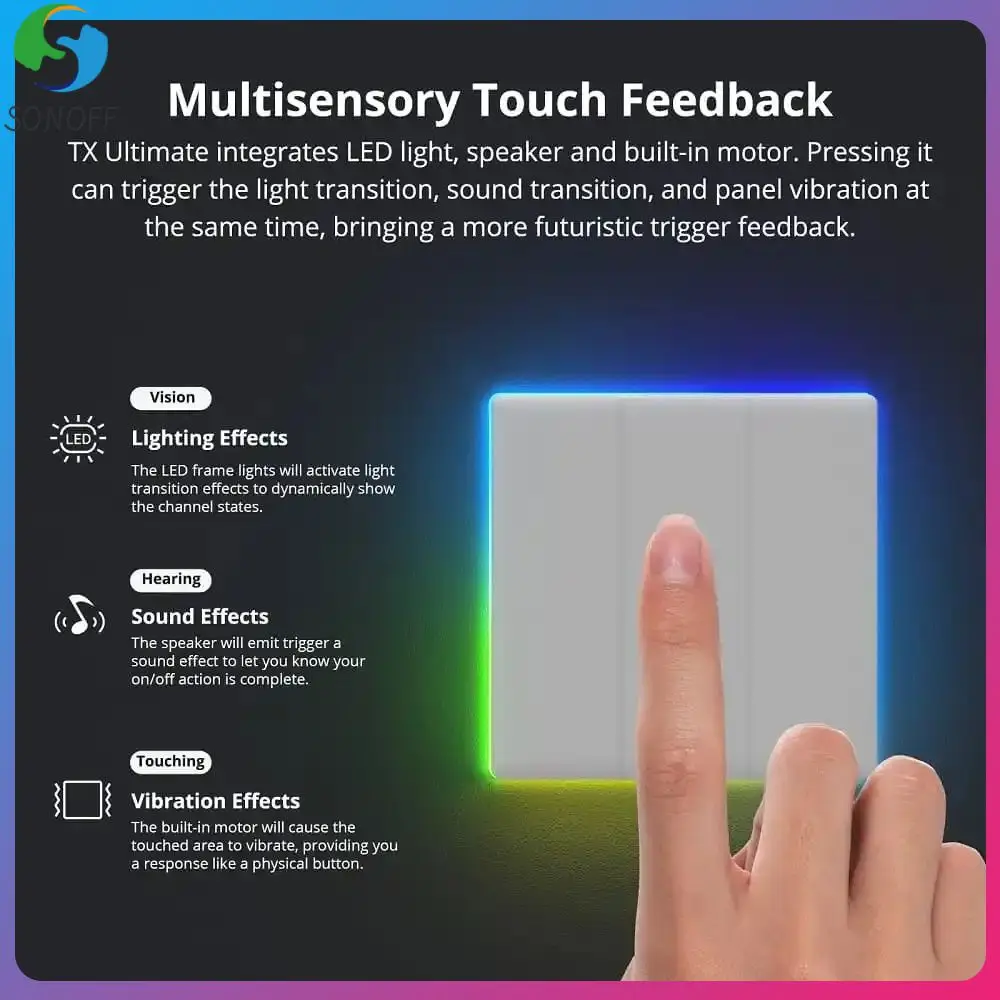 SONOFF TX Ultimate Smart Wall Switch Full Touch Access LED Light Edge Multi-Sensory EWeLink Remote Control Via Alexa Google Home