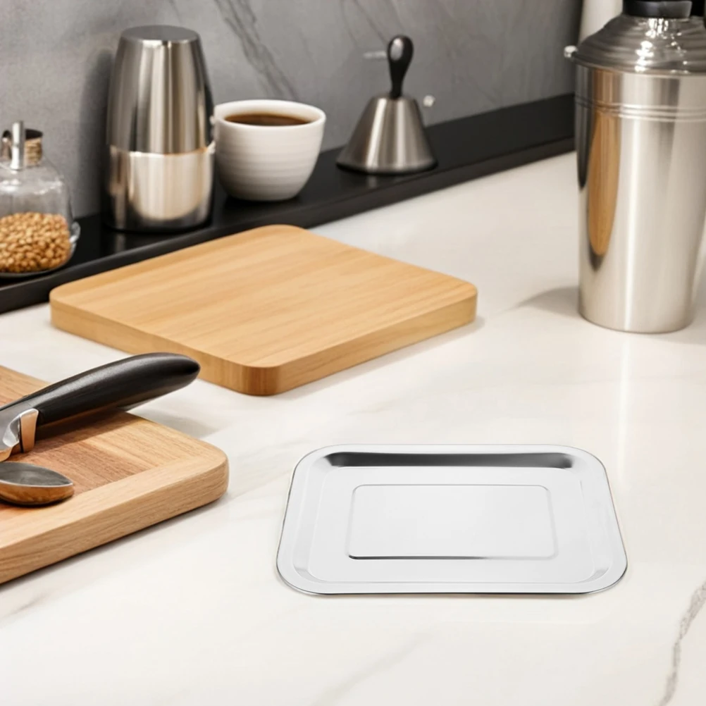 

Stainless Steel Grill Plate Baking Pan Deep Tray Toaster Oven Silver Barbeque Nonstick Cooking Thickened Home Commercial