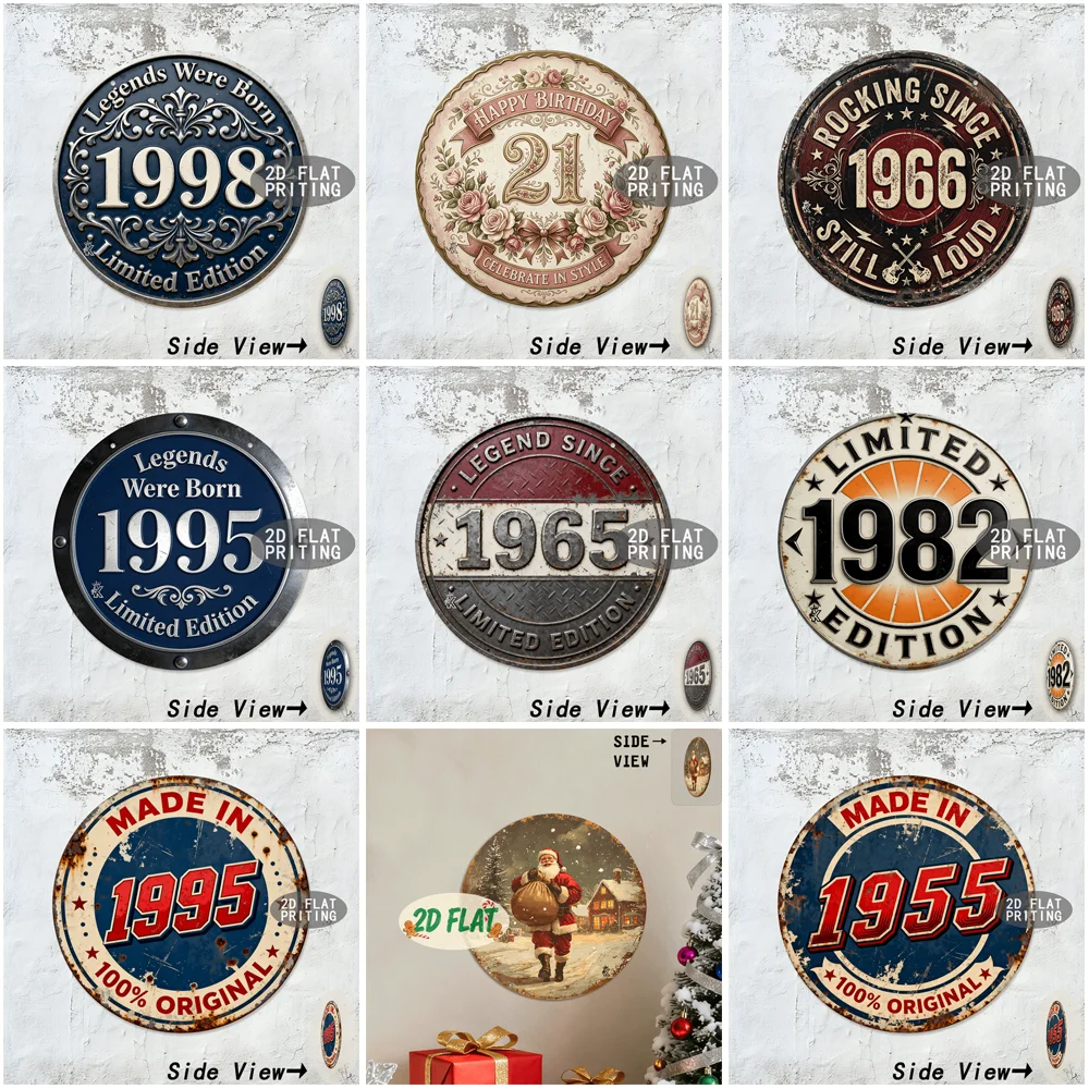 Multi Style Assorted Vintage Born Legend Limited Year Round Aluminum Metal Sign 20x20cm 2D Flat Man Cave Garage Wall Decor Gift
