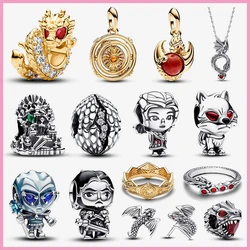 Disney-Game of Thrones Contas Charme para Mulheres, Se encaixa Pulseira Pandora, Pingente de Prata, Brincos, Anel, Colar, DIY, Jóias Finas, Presente