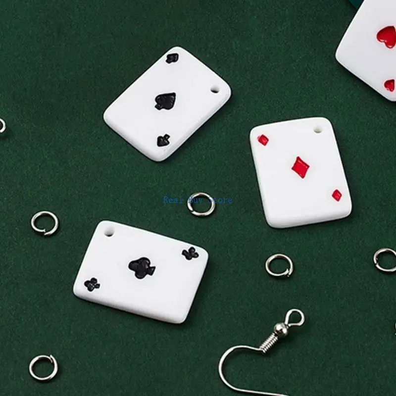 

U13D Playing Card Earring Pendant with Earring Hooks and Jump Rings for Jewelry DIY Making Valentine's Day Women Girls Teen