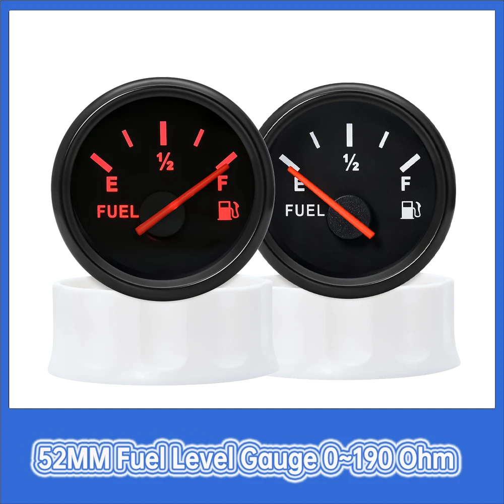 0~190 Ohm Pointer Fuel Gauge Waterproof E-1/2-F Fuel Tank Level Gauge Red Backlight LED Display for Car Boat Marine