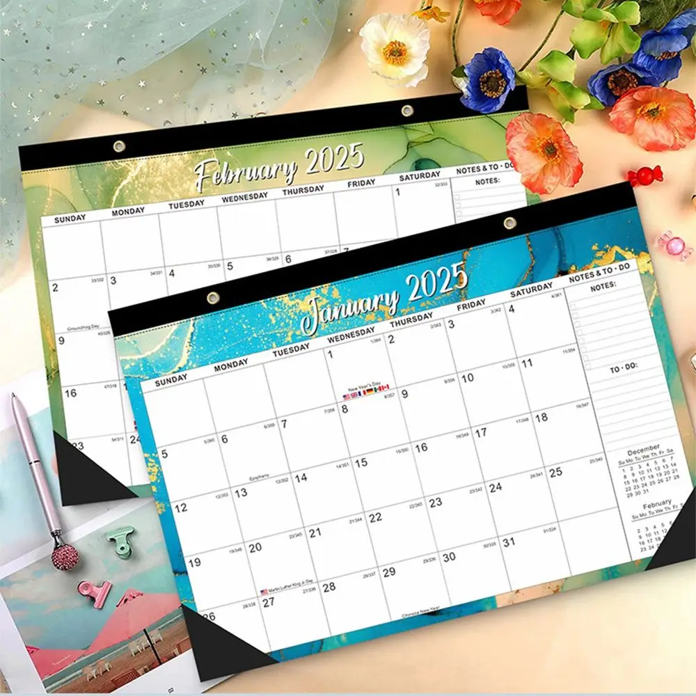 

Креативный настенный календарь, красочный с подвесным отверстием, английский календарь на 2024-2025 годы, список дел, календарь-планировщик, органайзер для повестки дня