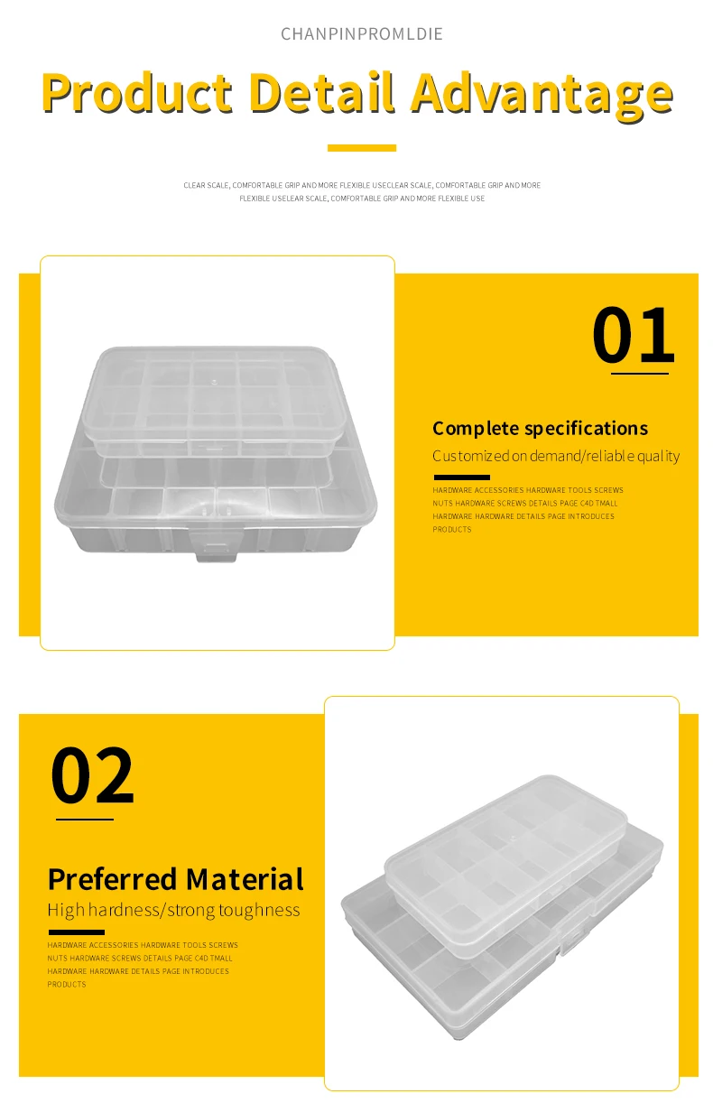 2-24 Grids Schraube Box Container Organizer Kunststoff Transparent Fach Einstellbare Lagerung Box Für Schmuck Taste Hardware-Tool – Detail 6