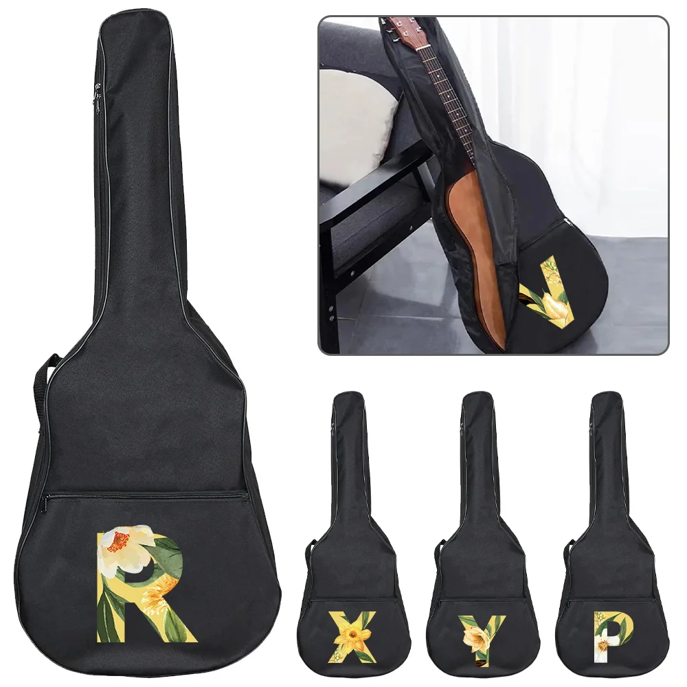 Tragbarer E-Gitarren koffer 31-41 Zoll klassischer Akustik gitarren bezug Gitarren tasche wasserdichter Rucksack Blumen serie