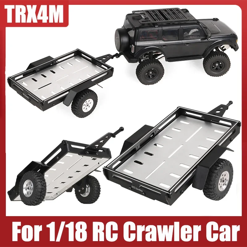 TRX4M Universal Black Simulation Aluminum Alloy Small Trailer for 1/18 RC Crawler TRX4-M Chevrolet K10 Defender Bronco Part Toys