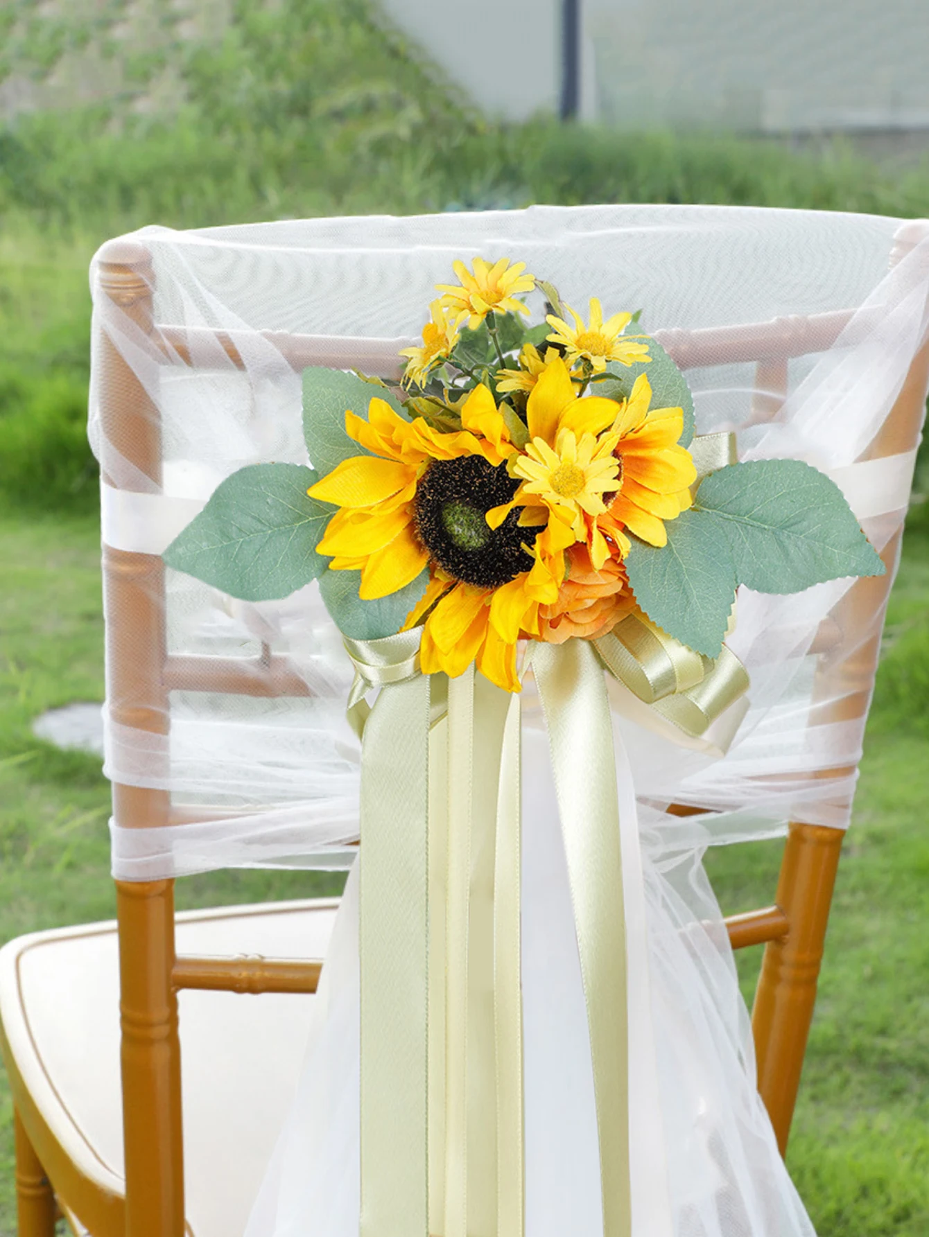 Matrimonio maniglia della porta dell'auto decorazione dello specchio decorazioni per la navata di nozze sedia fiori posteriori decorazioni floreali per auto Pew per la festa di cerimonia