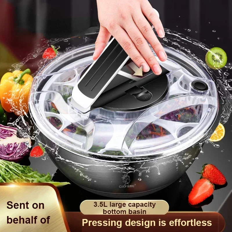 

Stainless Steel Manual Vegetable Drainer Fruit Dryer Drainer Salad Spinner Dehydrator Clean Centrifuge Kitchen Accesosries Tools