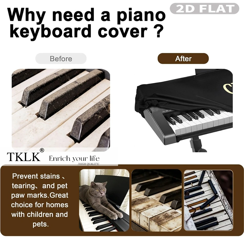 1pc Personalized 61/88 Keys Piano Keyboard Dust Cover Party Packs, Dirtproof Stretchy Digital Piano Protector, Washable Cover - view 3