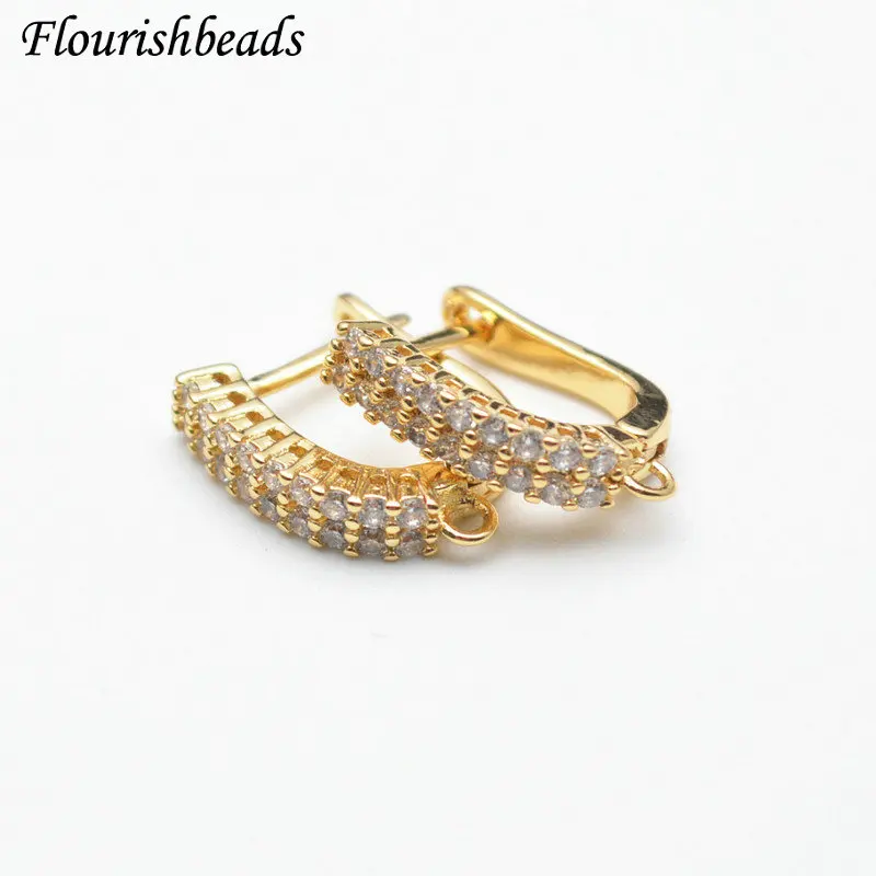 30pc Two Rows CZ Flat Square Gold Silver Gun Metal Color Earring Clasps