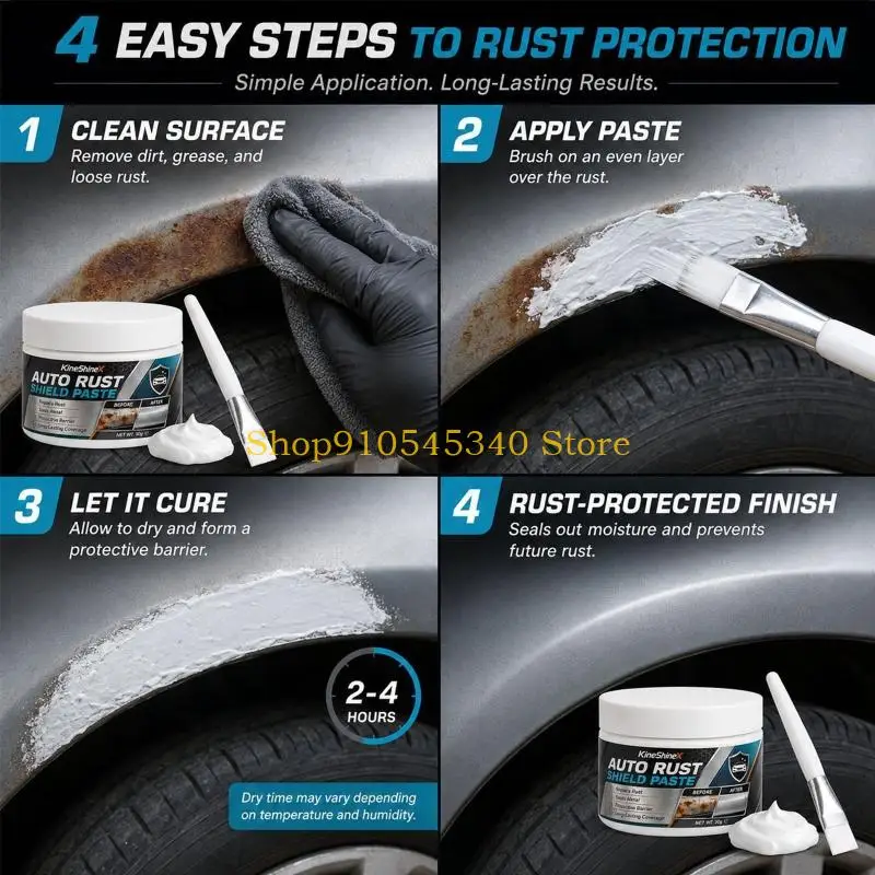 U2JA Thick Metal Rust & Oxidize Renewal Paste with Application Brush,  Rust & Oxidize Renewal Polishing Wax Coating Agent