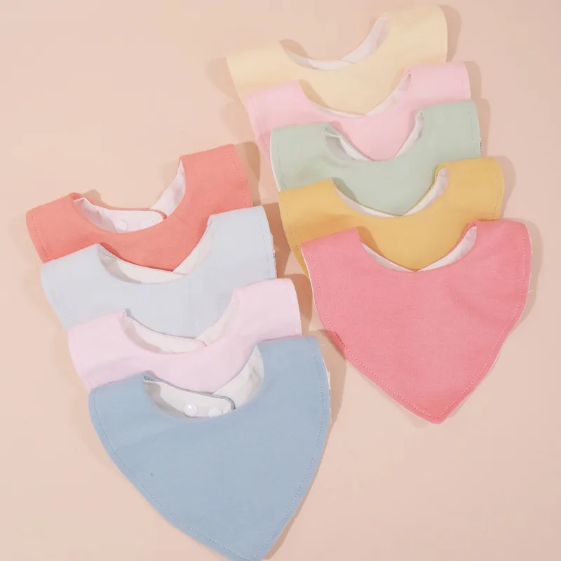 Solid Color Baby Bib Peach Heart Drool Towel Children's Eating Bib Baby Pure Cotton Waterproof Spitting Milk Burp Clothes