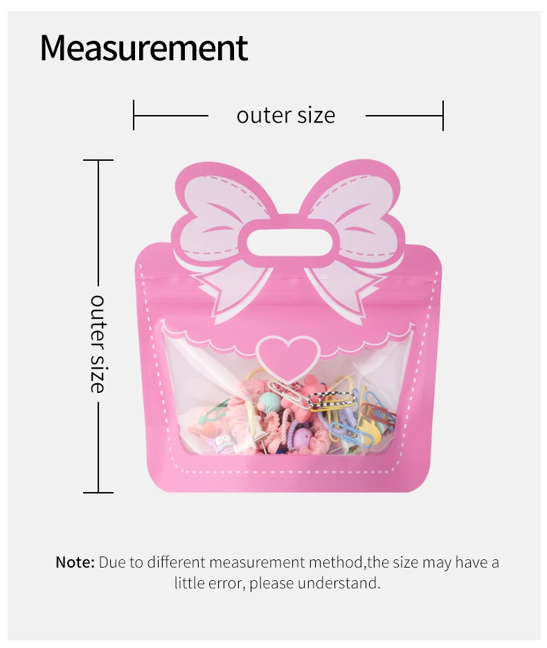 10 Stück Geschenkverpackungsbeutel mit Schleife, niedlicher Stil, Kunststoff, selbstdichtend, für Kinder, Urlaub, Snacks, Süßigkeiten, Aufbewahrung, Cartoon-Schleife, Geschenktüten – Detail 4