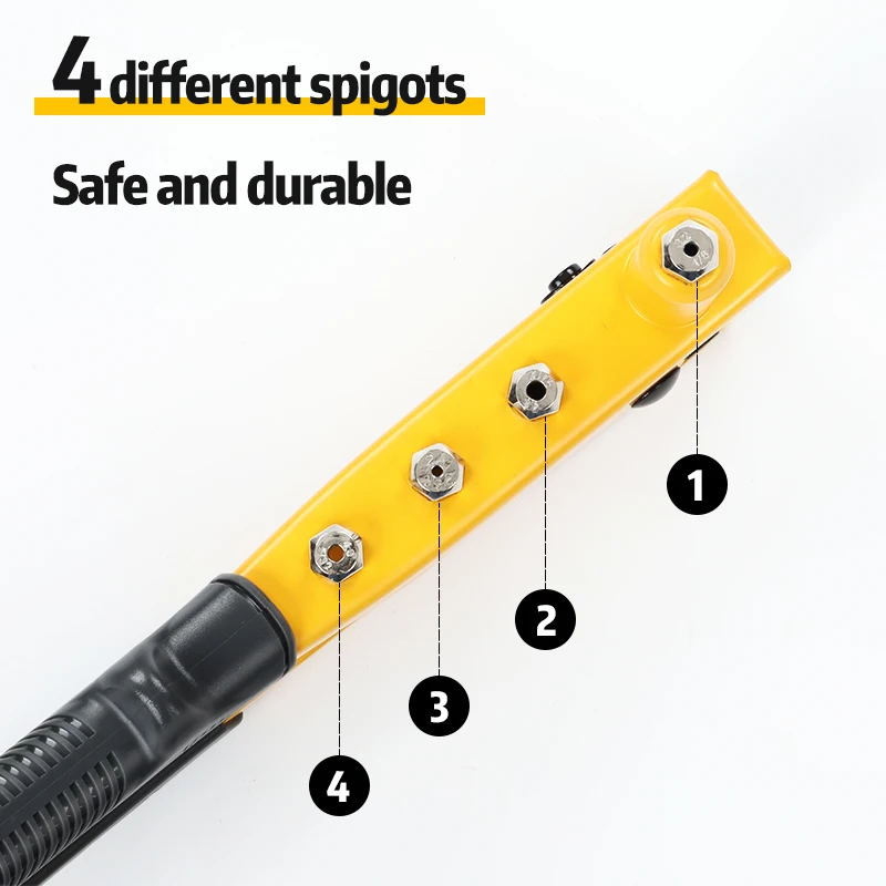 100リベット付きリベットガン,4 in 1ハンドリベット,4つの交換可能なナット,合金釘ガン,2.4mm, 3.2mm, 4.0mm, 4.8mm
