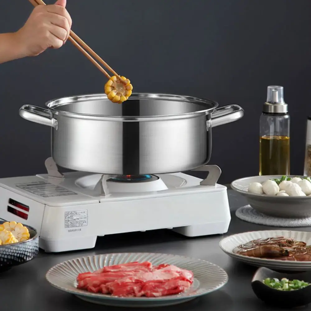 Modern Kitchen Soup Pot Thickened Composite Steel Hot Pot Household Cooking Vessel Dual Handle Design Stockpot