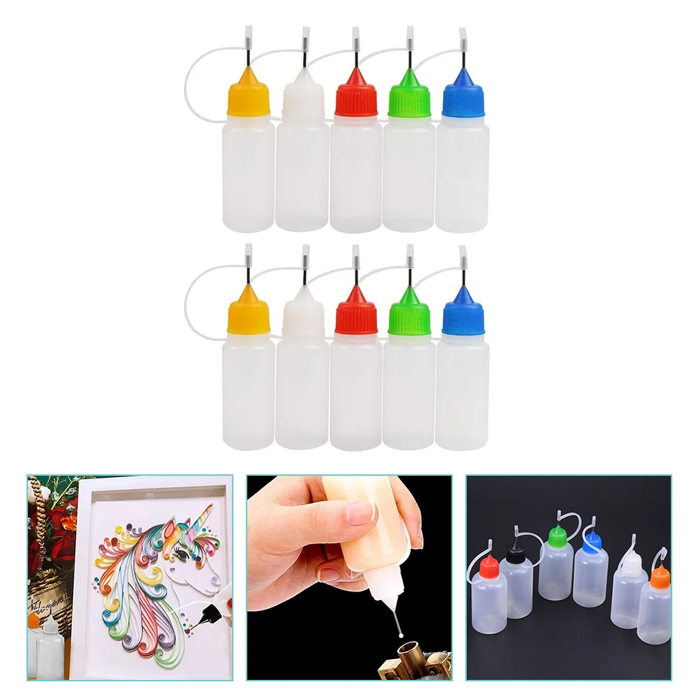 10 Pcs Dispensing Needle Dropper Squeeze Bottles Liquid Glue Refillable for Liquids