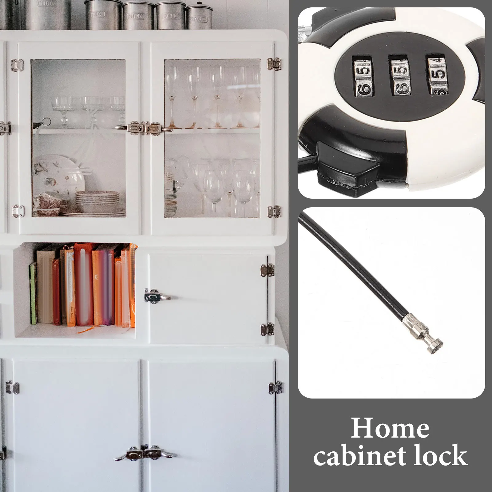 

3 Combination Padlock Heavy Duty Cable Lock For Luggage Cabinet Drawer Wardrobe Laptop Wire Lock