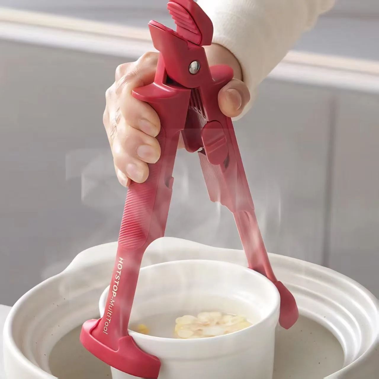 

2-in-1 Oven Safe Kitchen Tongs (450°F/230°C) Dual Head Non-Slip Grip for Bowls Pots Pans Dishes Heat Resistant Scorch Guard Clip