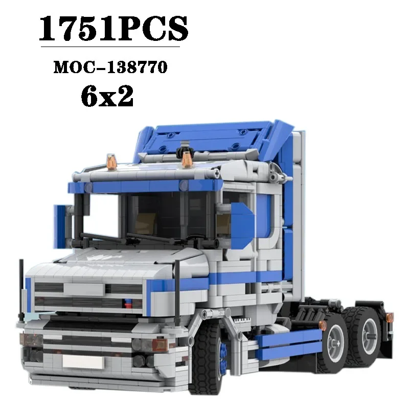 MOC-131531 Blocos de Construção para Crianças, Equipamentos Pesados, Caminhão Trator, Modelo de Construção 6x2, MOC-131531, Presentes de Aniversário Infantil, Brinquedos de Natal, 4 Pcs