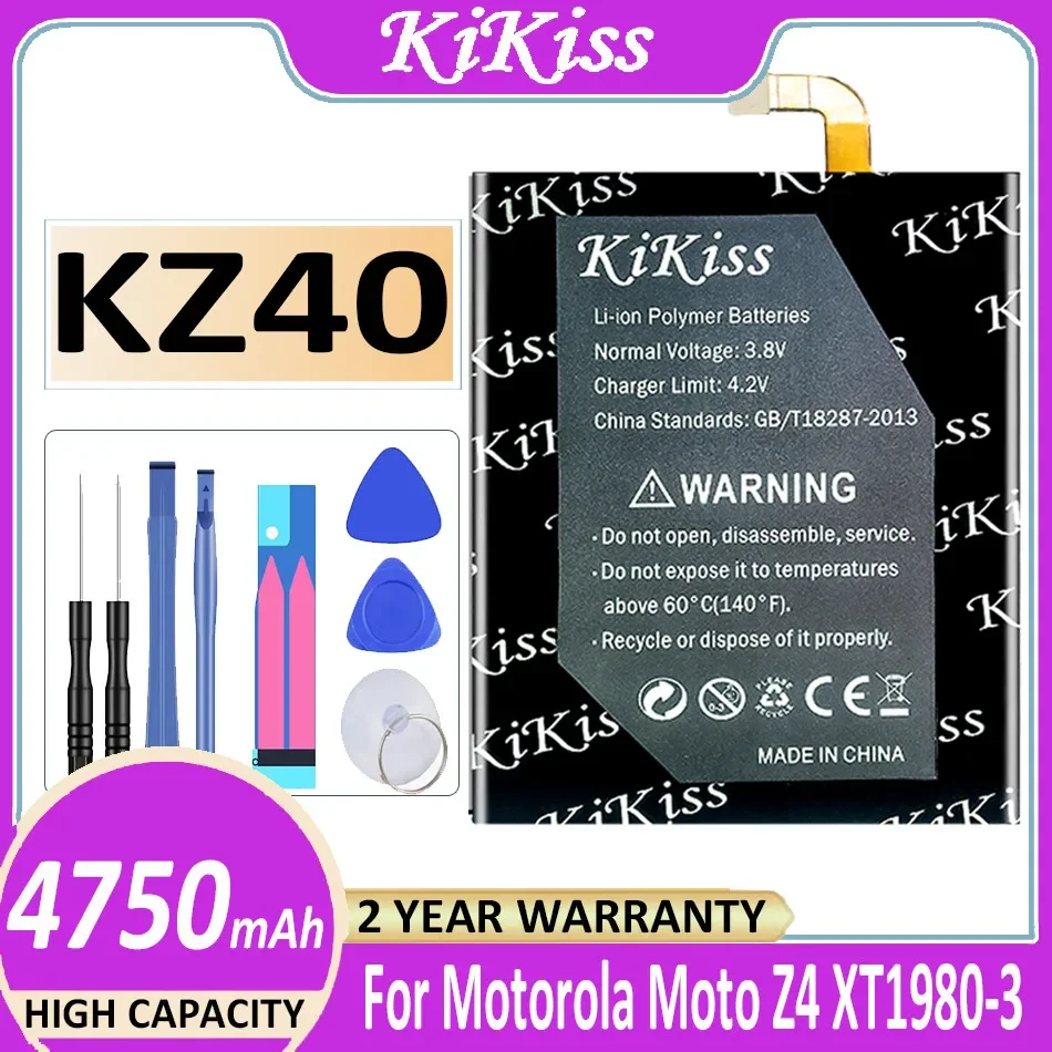 KiKiss KZ40 KZ 40 4750mAh Powerful Battery For Motorola Moto Z4 Z 4 XT1980-3 High Quality Battery