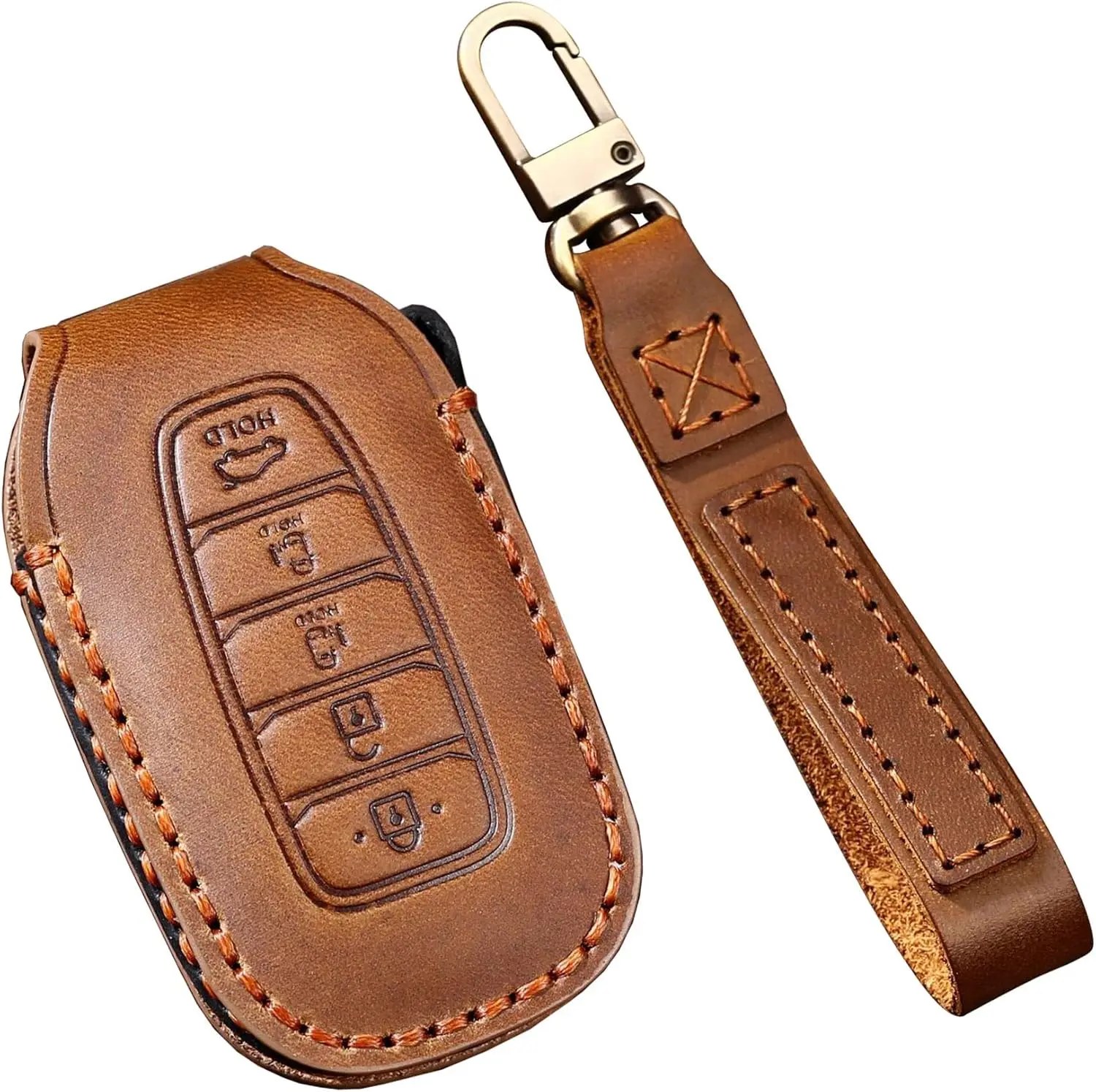 

WH Key Fob Case Leather Key Shell Durable Key Cover Fit For Hyundai Santa Fe 2019-2021
