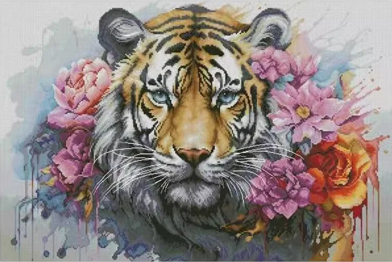 Animal tigers and flowers 16CT 14CT Unprinted Top Quality Cross Stitch Kits Embroidery Art DIY Handmade Needlework Home Decor