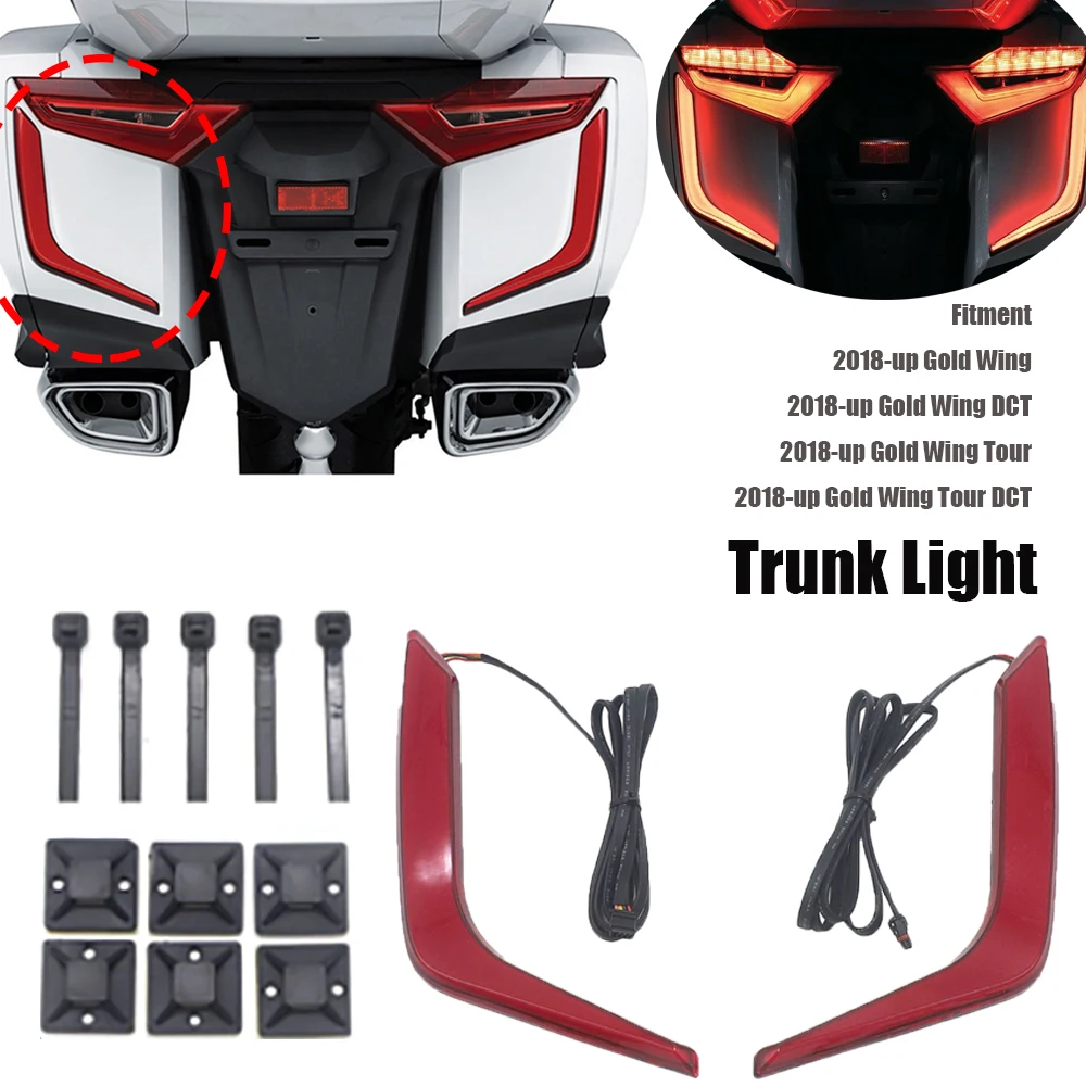 2018 2019 2020 2021 New Red For Honda GL1800 GL 1800 Gold Wing Goldwing Omni LED Rear Saddlebag Accents F6B