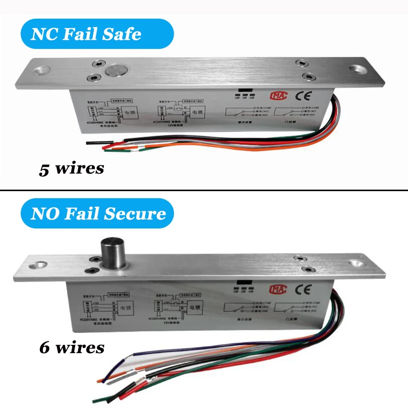 DC NO OR NC Electrical Bolt Lock Electric Mortise Strike Fail Secure Or Fail Safe With NO NC Signal Output For Access Control