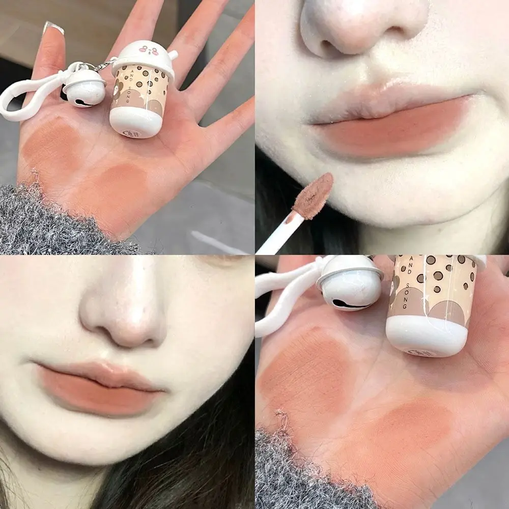 Waterproof Cute Lip Mud With Keychain Long Lasting Non-Stick Velvet Lip Glaze Smooth Matte Cup Shaped Matte Lipstick Lip Makeup