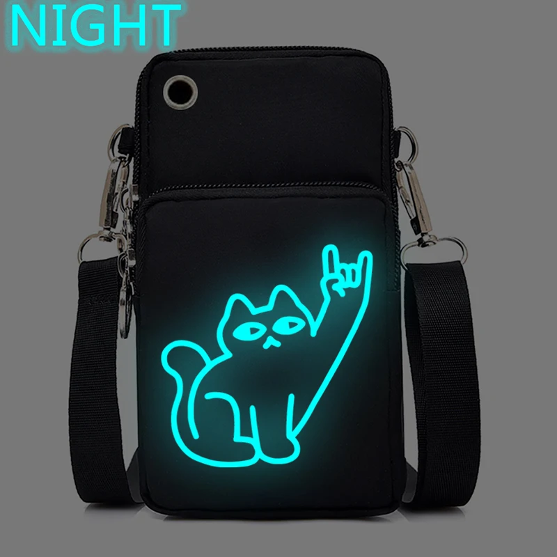 New Halloween Pumpkin Mobile Phone Bag Women Men Luminous Messenger Bag Hanging Neck Purse Vertical Handbag Mini Crossbody Bag