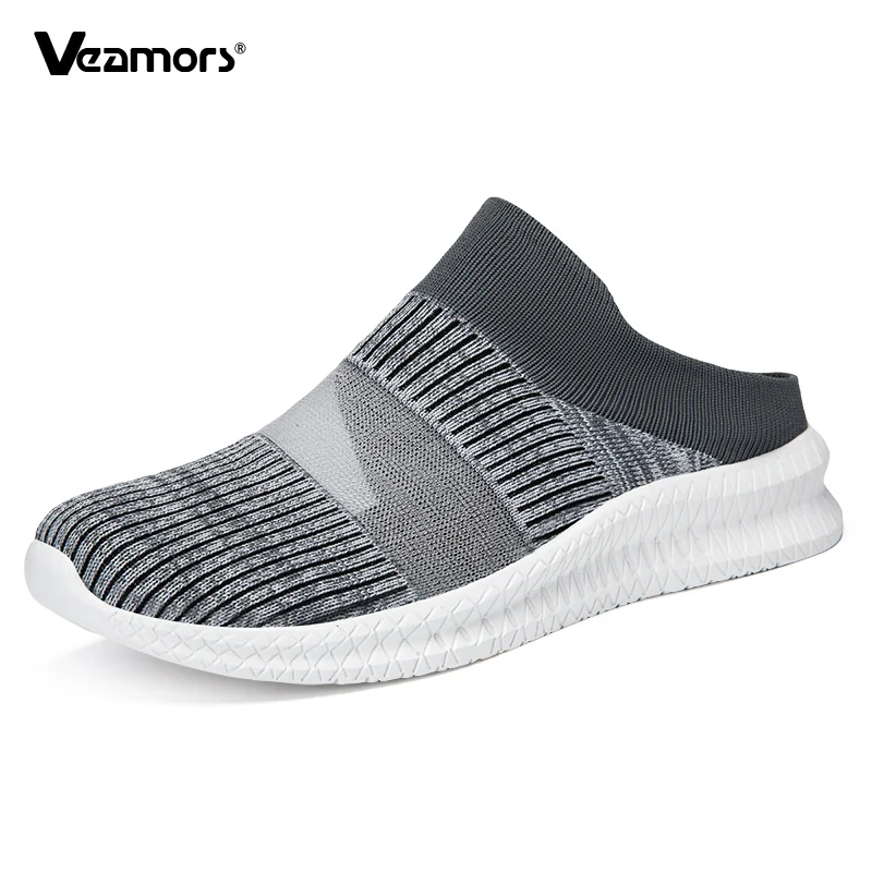 

VEAMORS Walking Shoes Knitted Mesh Flats for Women Men Round-toe Half Slippers Light Casual Walking Flats Mother Shoes Soft Sole