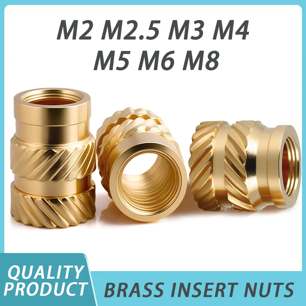 M2 M2.5 M3 M4 M5 M6 M8 Heating Brass Insert Nut Double Twilled Knurled Threaded 3d Printer Inserts Hot Melt Nuts Soldering Tips
