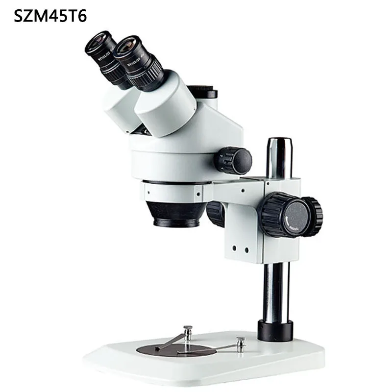 SZM45T9 Trinocular Video Microscope, 7-45x/14-90x Synchronous Continuous Zoom with Built-in Up & Down Lighting for Lab Use