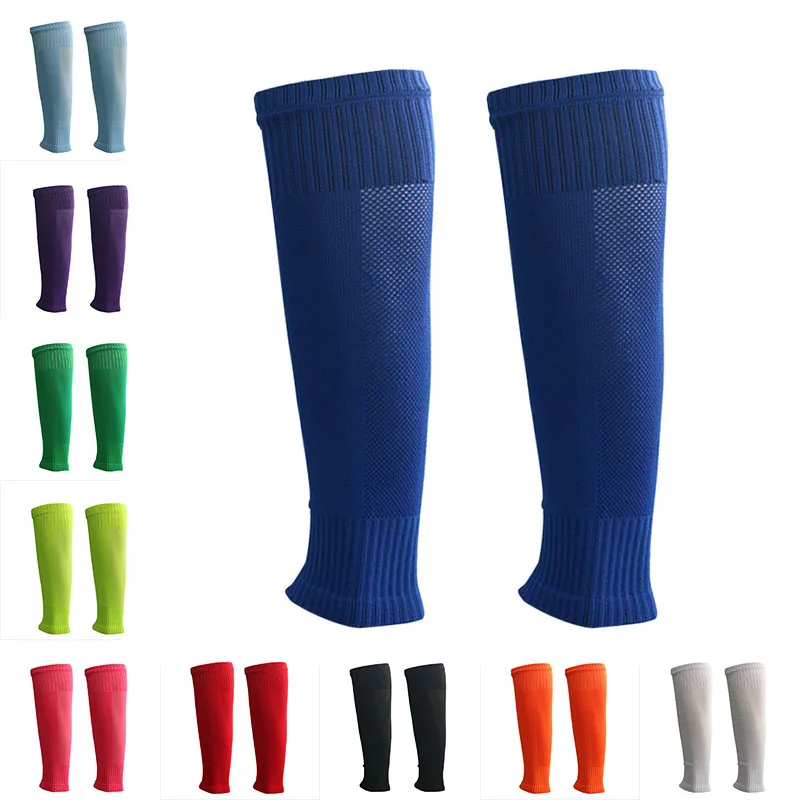 1 pair Football Sock Breathable Without Feet Socks Professional Shin Guards Fixed Leg Warmers Foot Package To Protect The Calf