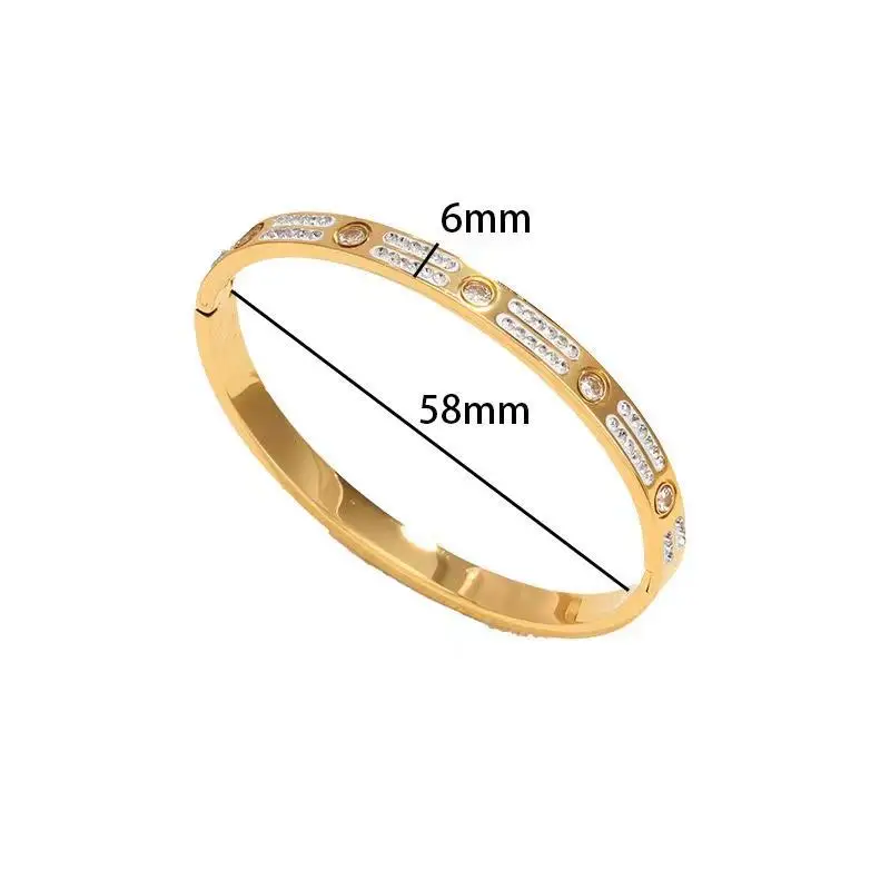 Women Bangle, Titanium Steel Wristband, Stainless Steel Sparkling Rhinestone Fashion Jewelry for Ladies view 5
