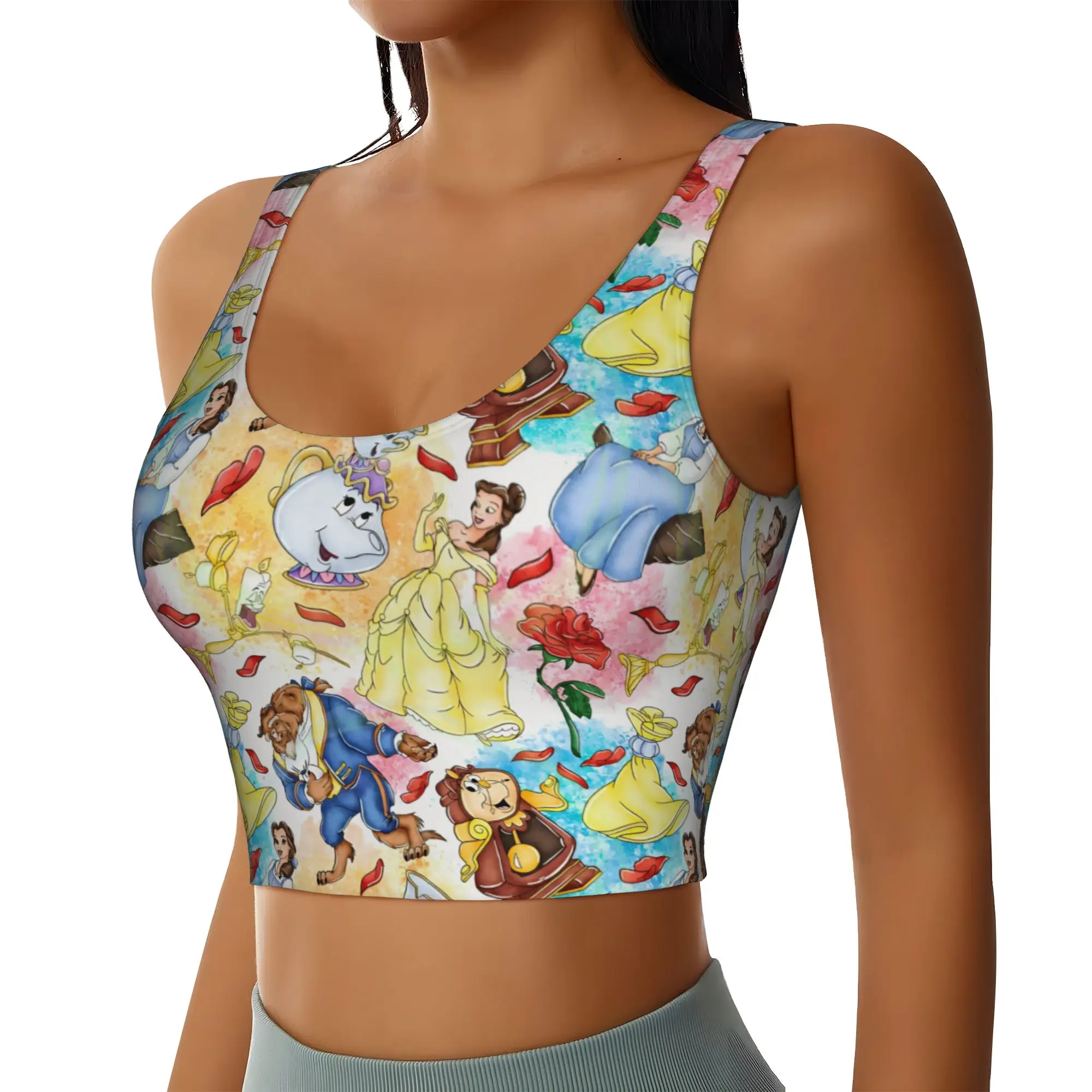 Custom Beautyes Anime Beastes High Impact Sports Bras for Women Cartoon Seamless Workout Running Crop Tank Tops
